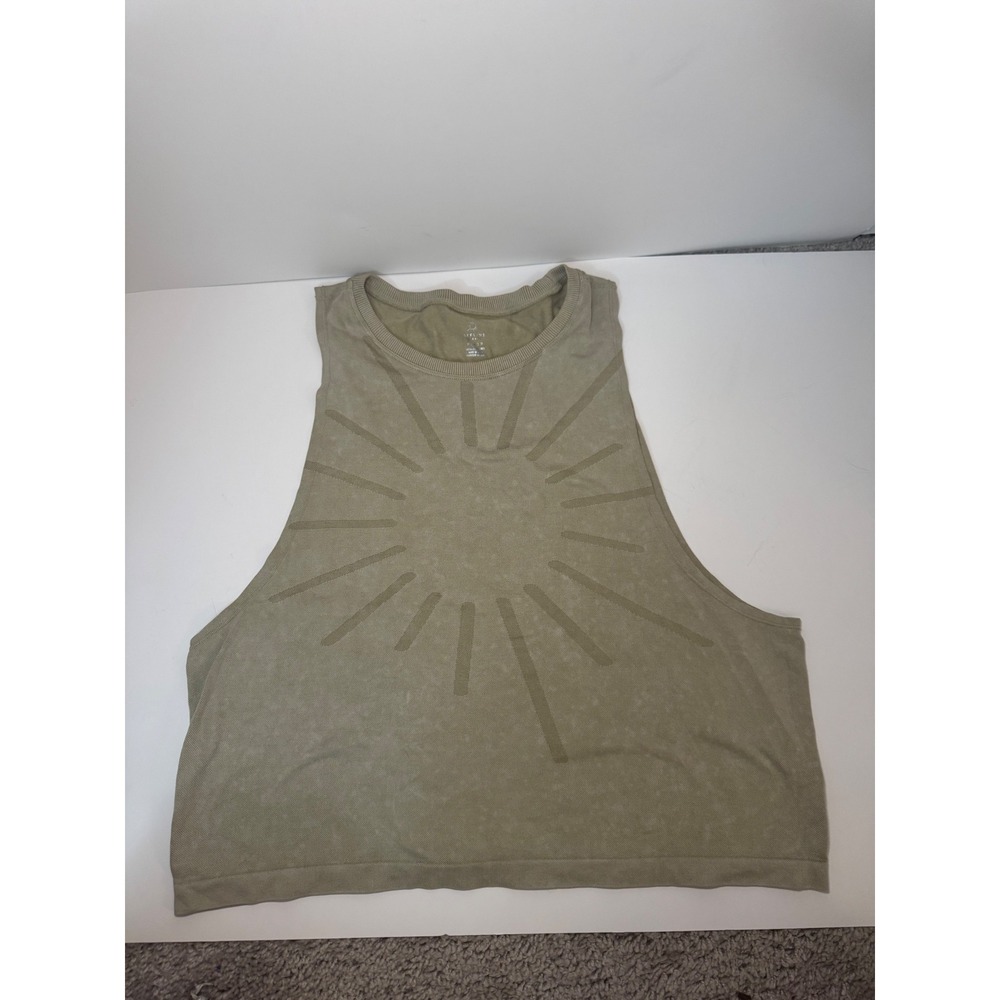 Sleeveless Sunburst Crop Tank Top - Olive Green